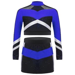 Children Cheer Dance Outfits Schoolgirls Cheerleader Costumes Cheerleading Suits Kids Cheering Team Uniforms with Flower Balls
