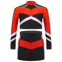 Children Cheer Dance Outfits Schoolgirls Cheerleader Costumes Cheerleading Suits Kids Cheering Team Uniforms with Flower Balls