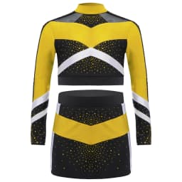 Children Cheer Dance Outfits Schoolgirls Cheerleader Costumes Cheerleading Suits Kids Cheering Team Uniforms with Flower Balls