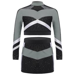 Children Cheer Dance Outfits Schoolgirls Cheerleader Costumes Cheerleading Suits Kids Cheering Team Uniforms with Flower Balls
