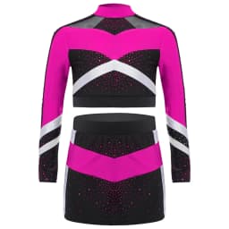 Children Cheer Dance Outfits Schoolgirls Cheerleader Costumes Cheerleading Suits Kids Cheering Team Uniforms with Flower Balls