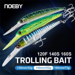 NOEBY NBL9046 3PCS Set Trolling Minnow Lure 120mm 140mm 160mm Deep Diving Hard Bait Tuna GT Big Game Saltwater