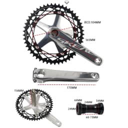 SKEACE Fixed Gear Crankset 165mm Integrated 144 BCD Hollowtech Crank Ultralight Aluminum Alloy Single Speed 49T Track BIKE Parts