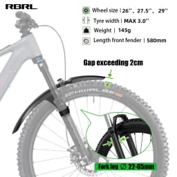 RBRL Front Bike Fender Quick Release MTB Mudguard Anti-slip High Quality PP Anti-deformWiden Bicycle Fender for 26-29" Cycling