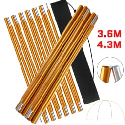 2pcs/pair Camping Tent Poles Aluminum Replacement Fittings 3.6m 4.3m Support Poles Outdoor Tent Rods Camping Repair Accessories