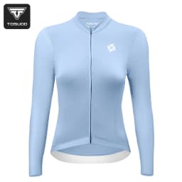 TOSUOD Women's Cycling Long Sleeve Shirt Stylish Quick-Dry Breathable Sport Top with Sun Protection Back Pocket for Bicycle