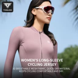 TOSUOD Women's Cycling Long Sleeve Shirt Stylish Quick-Dry Breathable Sport Top with Sun Protection Back Pocket for Bicycle