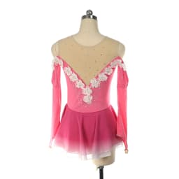 Figure Skating Competition Training Dress Customized Girls' Light Blue Long Sleeve Artistic Gymnastics Performance White Flowers