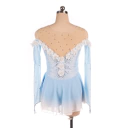 Figure Skating Competition Training Dress Customized Girls' Light Blue Long Sleeve Artistic Gymnastics Performance White Flowers