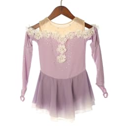 Figure Skating Competition Training Dress Customized Girls' Light Blue Long Sleeve Artistic Gymnastics Performance White Flowers