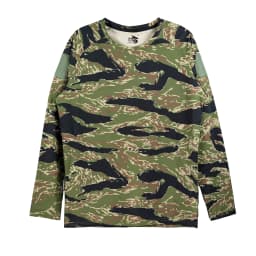 Tiger Stripe Camo Long Sleeve Tactical Shirt UPF50+ Sun Protection High Elastic Morale Patch Hiking Hunting
