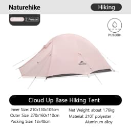 Naturehike 2026 New Hiking Tent Waterproof Large Foyer Pink Tent Travel 1-2 Person Ultralight Portable Camping Shelter Tents