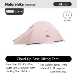 Naturehike 2026 New Hiking Tent Waterproof Large Foyer Pink Tent Travel 1-2 Person Ultralight Portable Camping Shelter Tents