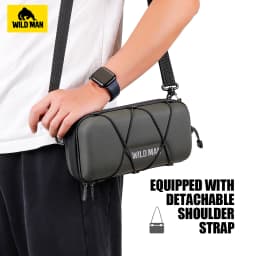 WILD MAN Bike Handlebar Bag EVA Hard Shell Waterproof Front Tube Pouch with Crossbody Strap MTB Road Bicycle Accessories
