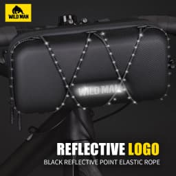 WILD MAN Bike Handlebar Bag EVA Hard Shell Waterproof Front Tube Pouch with Crossbody Strap MTB Road Bicycle Accessories