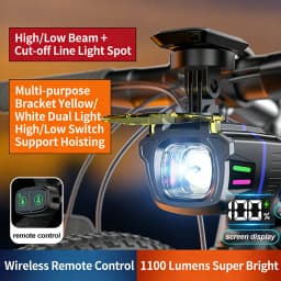 Highlight LED Cycling Light Type-C Rechargeable Bike Lamp Aluminum Alloy Wireless Remote Control Bicycle Headlight for Scooter