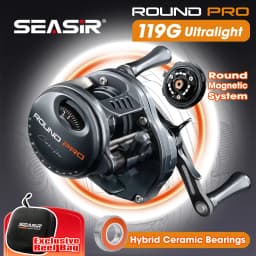 SEASIR Round Rro BFS 119g Baitcasting Fishing Reel Ultralight All Carbon Fiber 7.6:1 Drag 5kg With Free Reel Bag Fishing Coil
