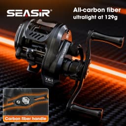 SEASIR Round Rro BFS 119g Baitcasting Fishing Reel Ultralight All Carbon Fiber 7.6:1 Drag 5kg With Free Reel Bag Fishing Coil