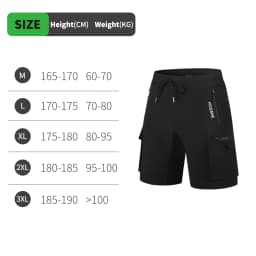 WOSAWE Summer MTB Shorts Mountain Bike Cycling Padded Shorts Multi-Pockets Road Bike Trousers Outdoor Sports 2 in 1 Short Pants