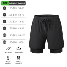 WOSAWE Summer MTB Shorts Mountain Bike Cycling Padded Shorts Multi-Pockets Road Bike Trousers Outdoor Sports 2 in 1 Short Pants