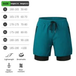 WOSAWE Summer MTB Shorts Mountain Bike Cycling Padded Shorts Multi-Pockets Road Bike Trousers Outdoor Sports 2 in 1 Short Pants