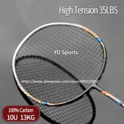 Lightest 10U Carbon Fiber Badminton Rackets Strung High Tension 22-35LBS Professional G4 13KG Racquet Speed Sports For Adult