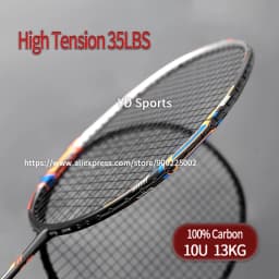 Lightest 10U Carbon Fiber Badminton Rackets Strung High Tension 22-35LBS Professional G4 13KG Racquet Speed Sports For Adult