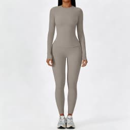 Women Yoga Set 2 Piece Long Sleeve Naked Feeling Slim Fit Athletic Top High Waist Compression Leggings Gym Activewear
