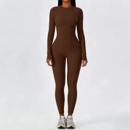 Women Yoga Set 2 Piece Long Sleeve Naked Feeling Slim Fit Athletic Top High Waist Compression Leggings Gym Activewear