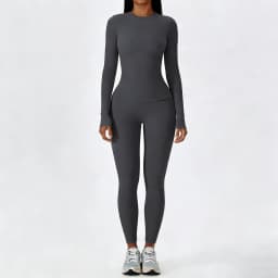 Women Yoga Set 2 Piece Long Sleeve Naked Feeling Slim Fit Athletic Top High Waist Compression Leggings Gym Activewear