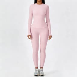 Women Yoga Set 2 Piece Long Sleeve Naked Feeling Slim Fit Athletic Top High Waist Compression Leggings Gym Activewear