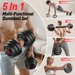 FED Fitness Feierdun Series DS4 Dumbbell Set 9-20kg Adjustable Dumbbells 2er Set, 5-in-1 Barbell, Kettlebell, Push-up Stand, Full Body Strength Training