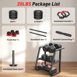 FED Fitness Feierdun Series DS4 Dumbbell Set 9-20kg Adjustable Dumbbells 2er Set, 5-in-1 Barbell, Kettlebell, Push-up Stand, Full Body Strength Training