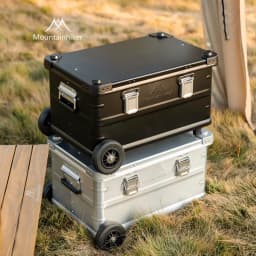 MOUNTAINHIKER 50L Storage Box with Trolley Wheels Outdoor Camping Picnic Travel Aluminum Alloy Large Capacity Box Storage Bag