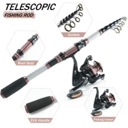 BRAVMACK 2.4M Portable Fishing Rod & MT3000 Spinning Reel Combo - Complete Kit with Accessories for Travel & Outdoor Fishing