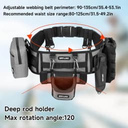 SANLIKE Fishing Belt Rod Holder Wading Fly Fishing Belt Kit Adjustable Fighting Waist Belt with Detachable Tackle Bag