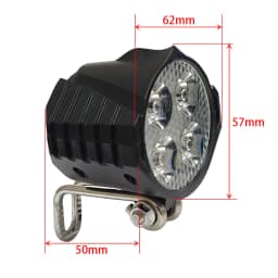 Ebike LED Headlight Accessories 36V 48V Lamp 3pin Built-in Horn Front Light 4 LED Bulbs for Electric Scooters Bicycles