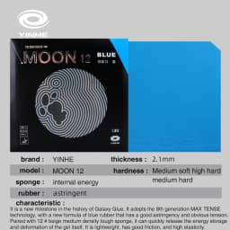 YINHE MOON 12 Green Blue Table Tennis Rubber Sheet Pips-In Non-sticky Ping Pong Rubber ITTF Approved Soft/Hard Free Boosting