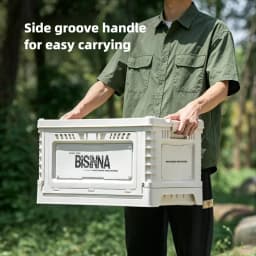 BISINNA Camping Box 30L/60L Large Capacity Folding Storage Box Car Trunk Wooden Lid Home Bedside Table for Outdoor Picnic Travel