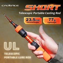 Cadence Elves Ultralight Telescopic Fishing Rod 77g 23.5cm 3kg Test Curve Lightweight Portable Fishing Gear