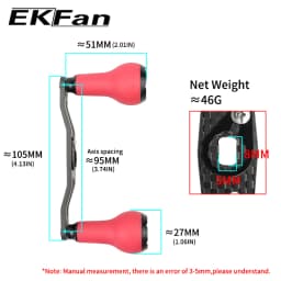 EKFan Baitcasting Fishing Reel Handle 105mm Carbon Fiber TPE Knob for Dai/Shima 8x5mm Modification Reel Handle Saltwater