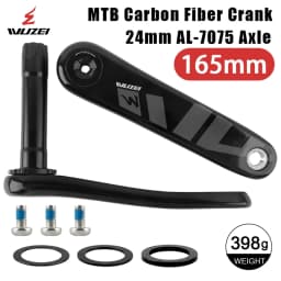 WUZEI Carbon Fiber MTB Crank 3 Bolts Direct Mount Mountain Bicycle Sprocket 165 170 175mm Bike Crank Arm 24mm AL7075 Axle