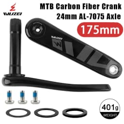 WUZEI Carbon Fiber MTB Crank 3 Bolts Direct Mount Mountain Bicycle Sprocket 165 170 175mm Bike Crank Arm 24mm AL7075 Axle