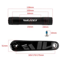 WUZEI Carbon Fiber MTB Crank 3 Bolts Direct Mount Mountain Bicycle Sprocket 165 170 175mm Bike Crank Arm 24mm AL7075 Axle