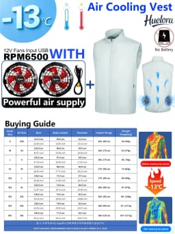Unisex Stand Collar Sleeveless Air Cooling Vest with 4/3/2 Back Built-in USB Powerful Fans,Breathable Summer Waistcoat