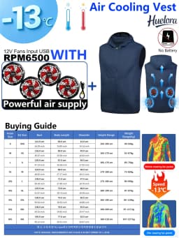 Unisex Stand Collar Sleeveless Air Cooling Vest with 4/3/2 Back Built-in USB Powerful Fans,Breathable Summer Waistcoat