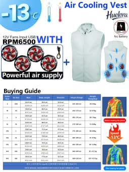 Unisex Stand Collar Sleeveless Air Cooling Vest with 4/3/2 Back Built-in USB Powerful Fans,Breathable Summer Waistcoat