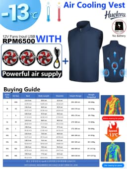 Unisex Stand Collar Sleeveless Air Cooling Vest with 4/3/2 Back Built-in USB Powerful Fans,Breathable Summer Waistcoat