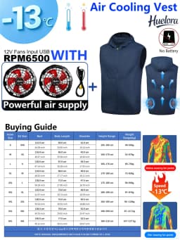 Unisex Stand Collar Sleeveless Air Cooling Vest with 4/3/2 Back Built-in USB Powerful Fans,Breathable Summer Waistcoat