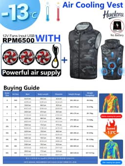 Unisex Stand Collar Sleeveless Air Cooling Vest with 4/3/2 Back Built-in USB Powerful Fans,Breathable Summer Waistcoat